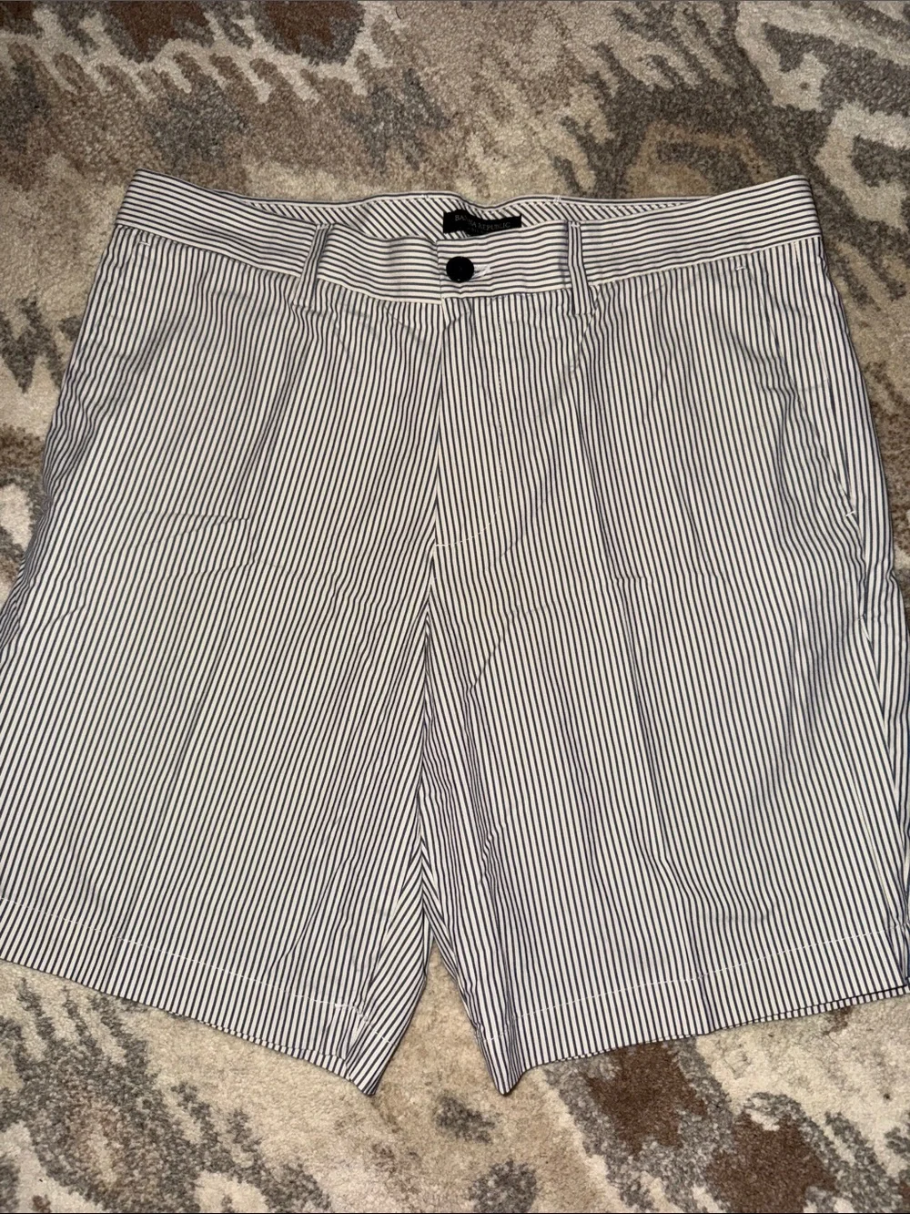 BR Navy Pinstripe Flat-Front Men's Shorts 34